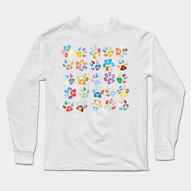 Colourful multitude of paws 2 Long Sleeve T-Shirt by Montanescu